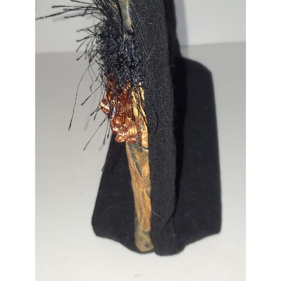 A Puppy Dog Pattern Satchel Purse Frilly Top Handle Beaded Quilted - Picture 6 of 15